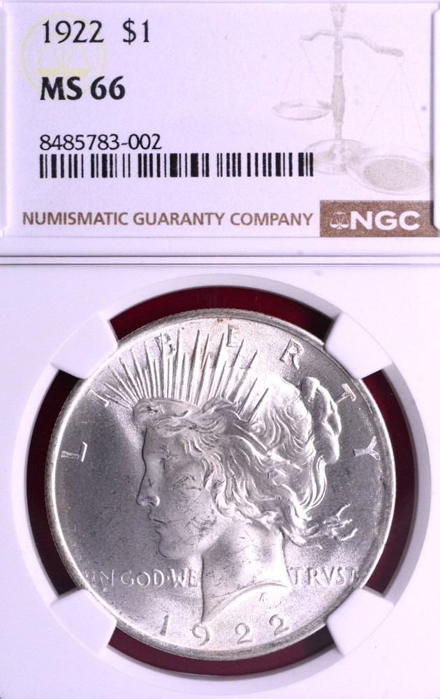 NGC MS-66! 1922 PEACE DOLLAR