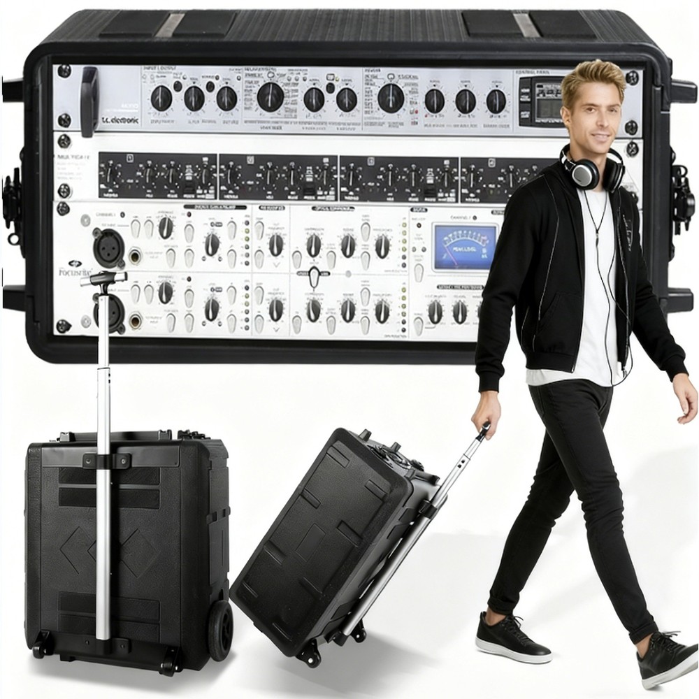 4U Rack Mount Flight Case with Wheels & Pull Handle, 19" Audio Equipment Cabinet