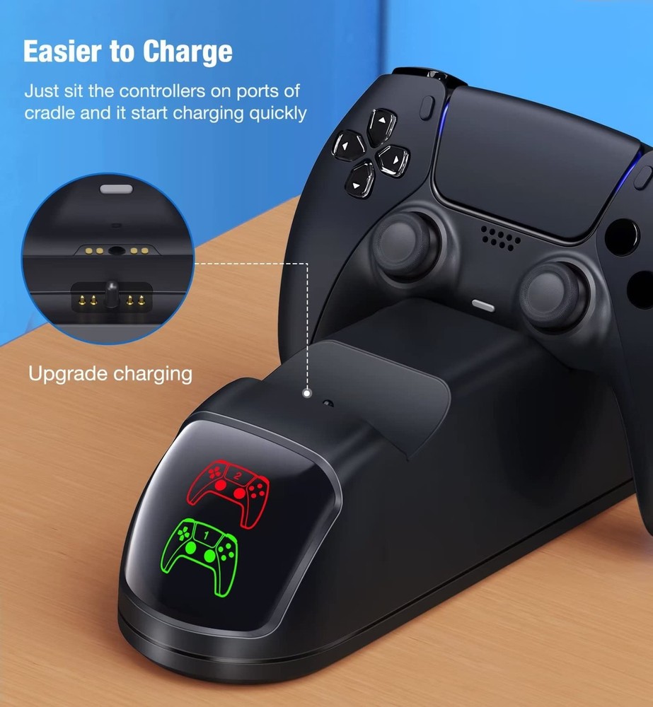 Controller Charging Station for PlayStation 5 Dualsense Controller with Dual ...