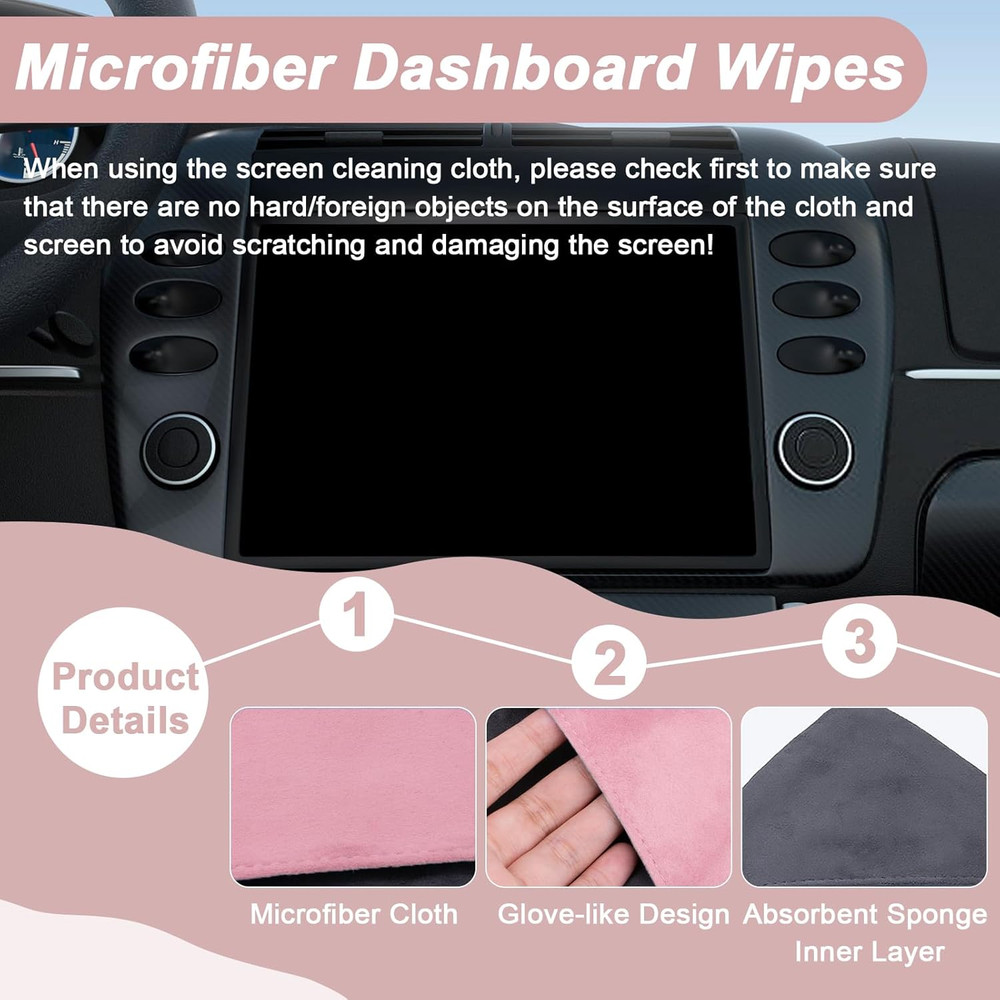 Car Screen Cleaner, 4.1''×4.1'' Microfiber Dashboard Wipes, Square Microfiber Cl