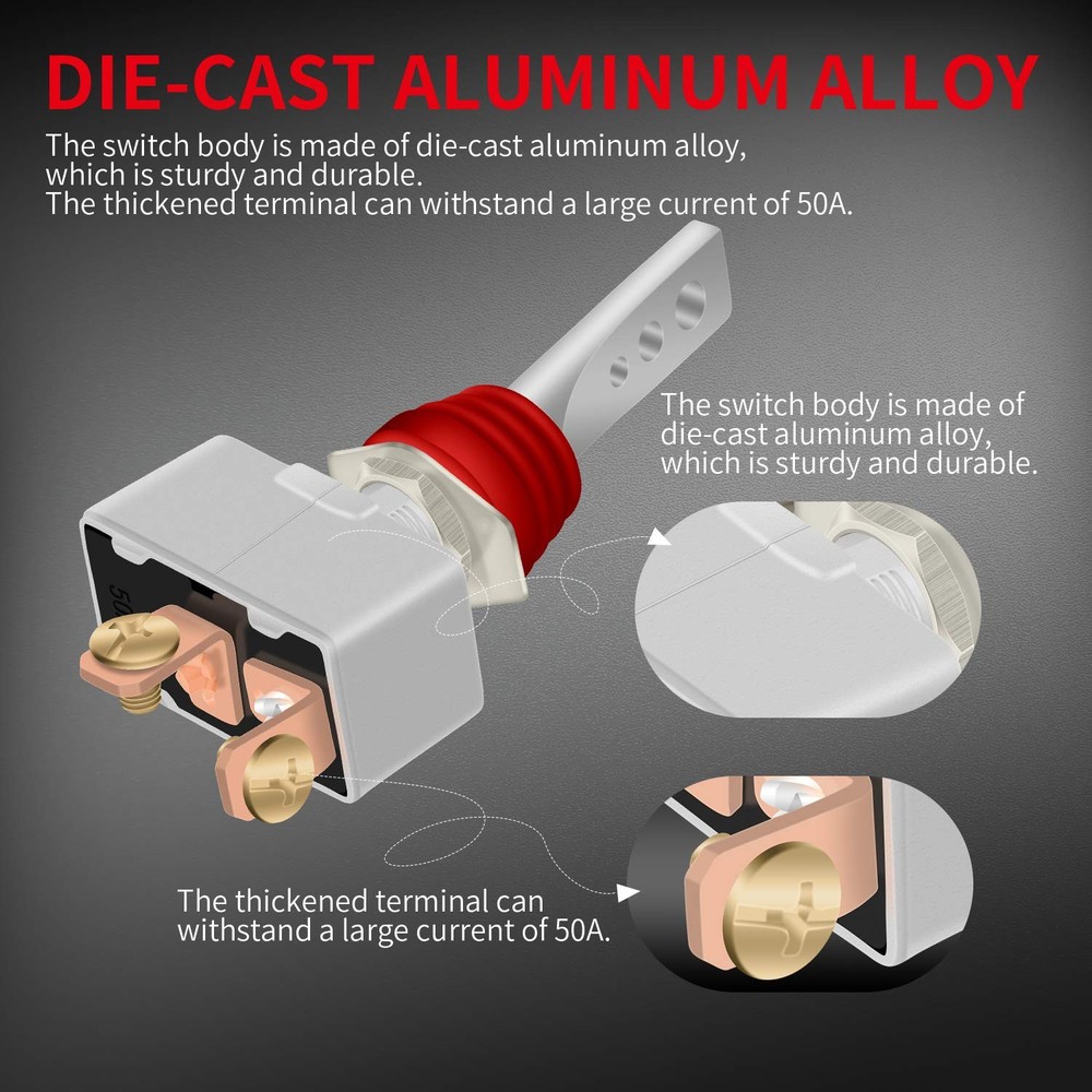 DaierTek 12V 50A Toggle Switch IP65 2-Pack