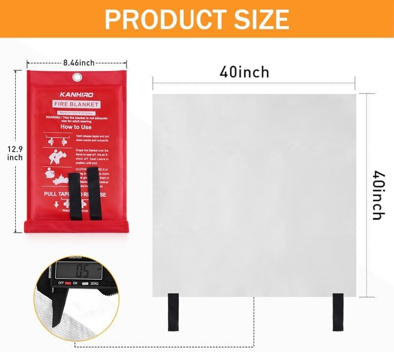Fire Blanket, Emergency Fire Suppression Blanket for Home and Kitchen, Prepared