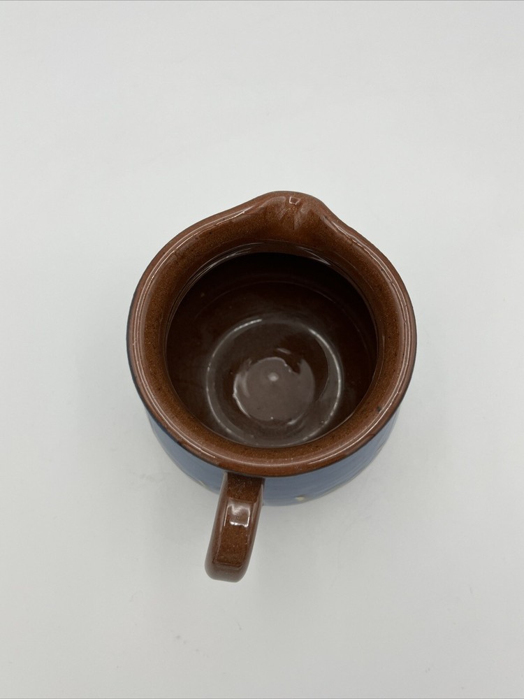 Blue Floral Rustic Glazed Terracotta 4 1/2” Pitcher