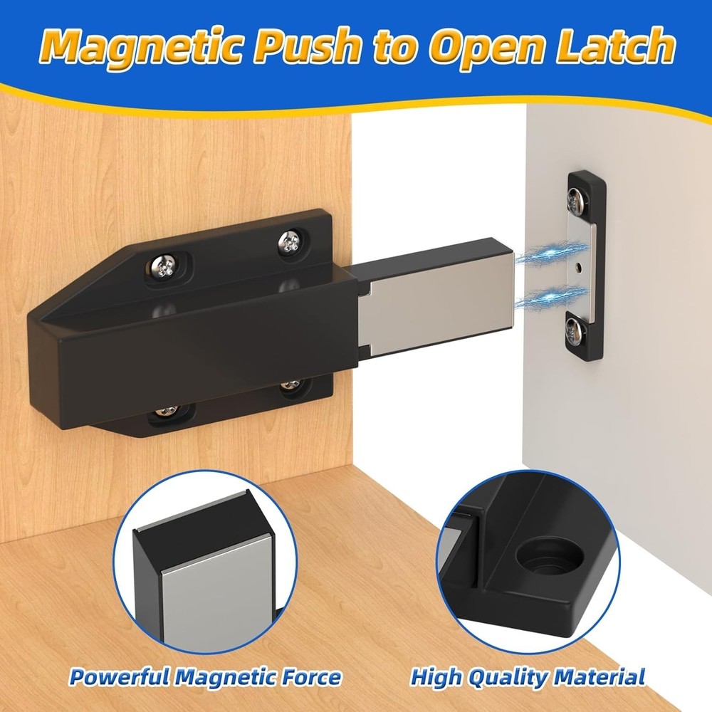 Easy Install Magnetic Push Latches – 4 Pack for Cabinet & Drawer Versatility