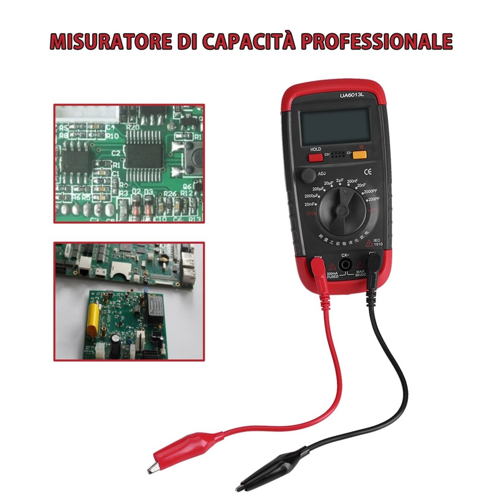 Digital Capacitance Meter, Multimeter Professional Capacitor Tester, 0.1pF-20...