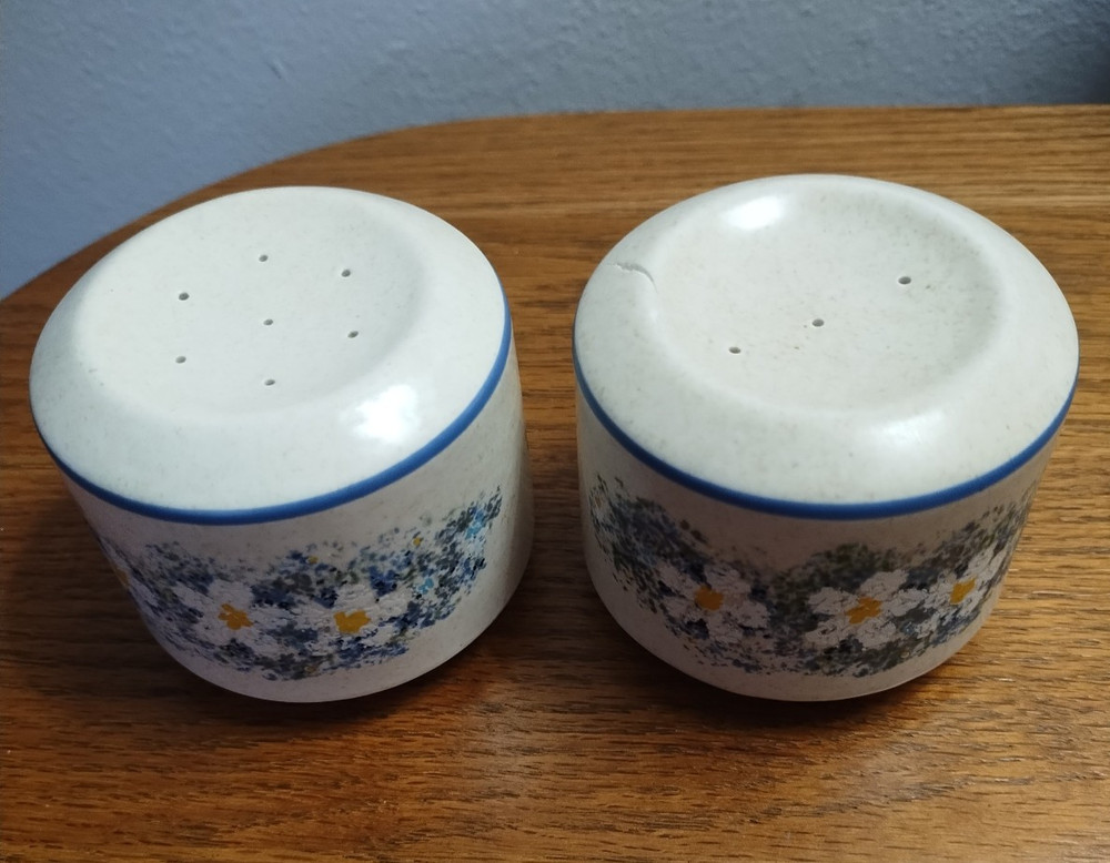 Lenox Vtg Salt & Pepper Set Temperware Line Dewdrops Pattern USA Stoneware