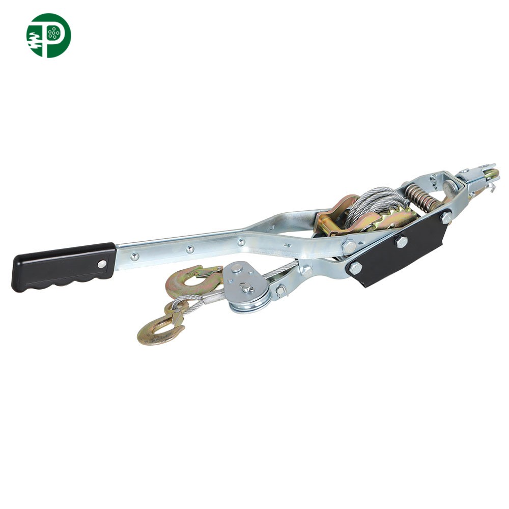 Precision 4Ton Dual Gear Power Puller 3 Hooks 1/4" Steel Cable 21" Handle