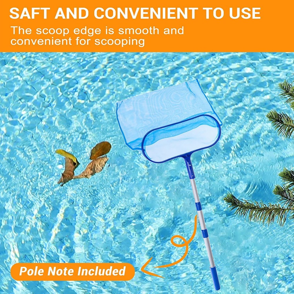 2pcs Pool Leaf Skimmer Surface Net Plastic Handle Swimming Pool Spa w/Magnet