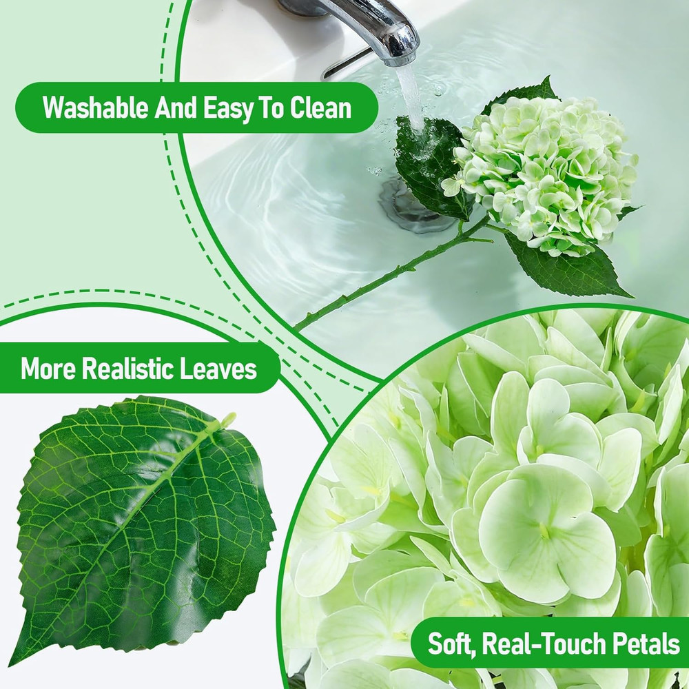 3 Pcs Real Touch Artificial Hydrangeas, 21" Full Latex Faux Hydrangea Flowers, H
