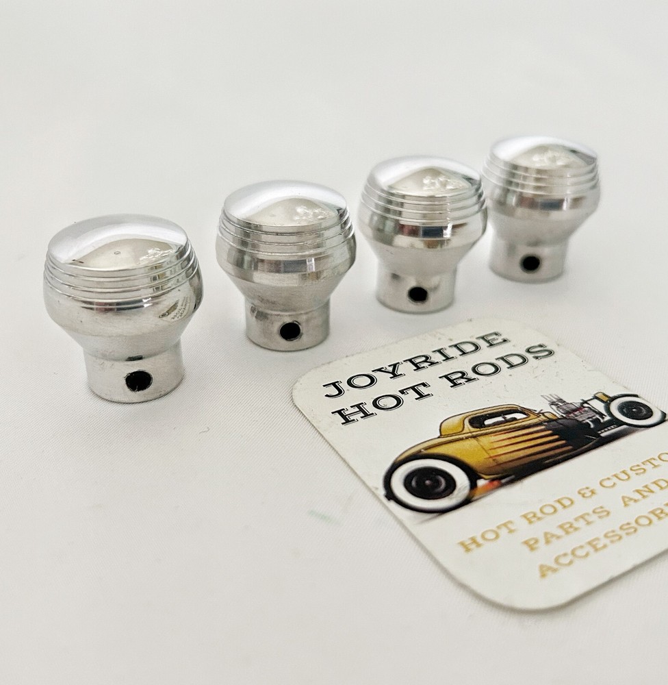 4 x 'Art Deco' Style Dash Knobs -  Polished Aluminum