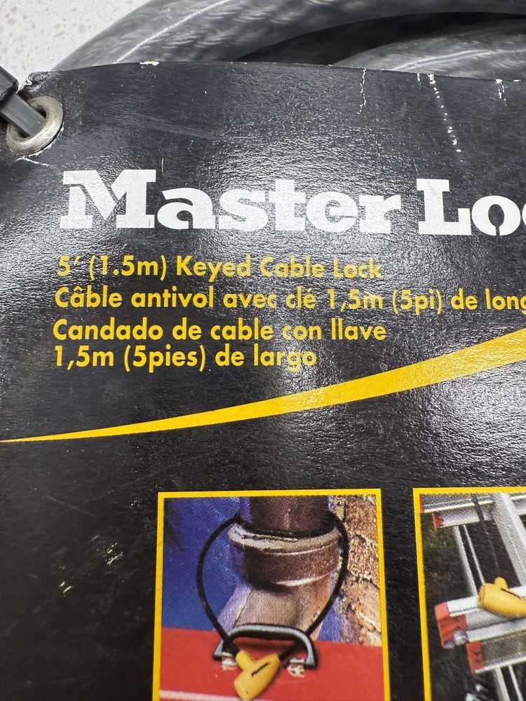Master Lock 5 Ft Keyed Cable Lock, Contractor Grade, 8113DPF, NeW