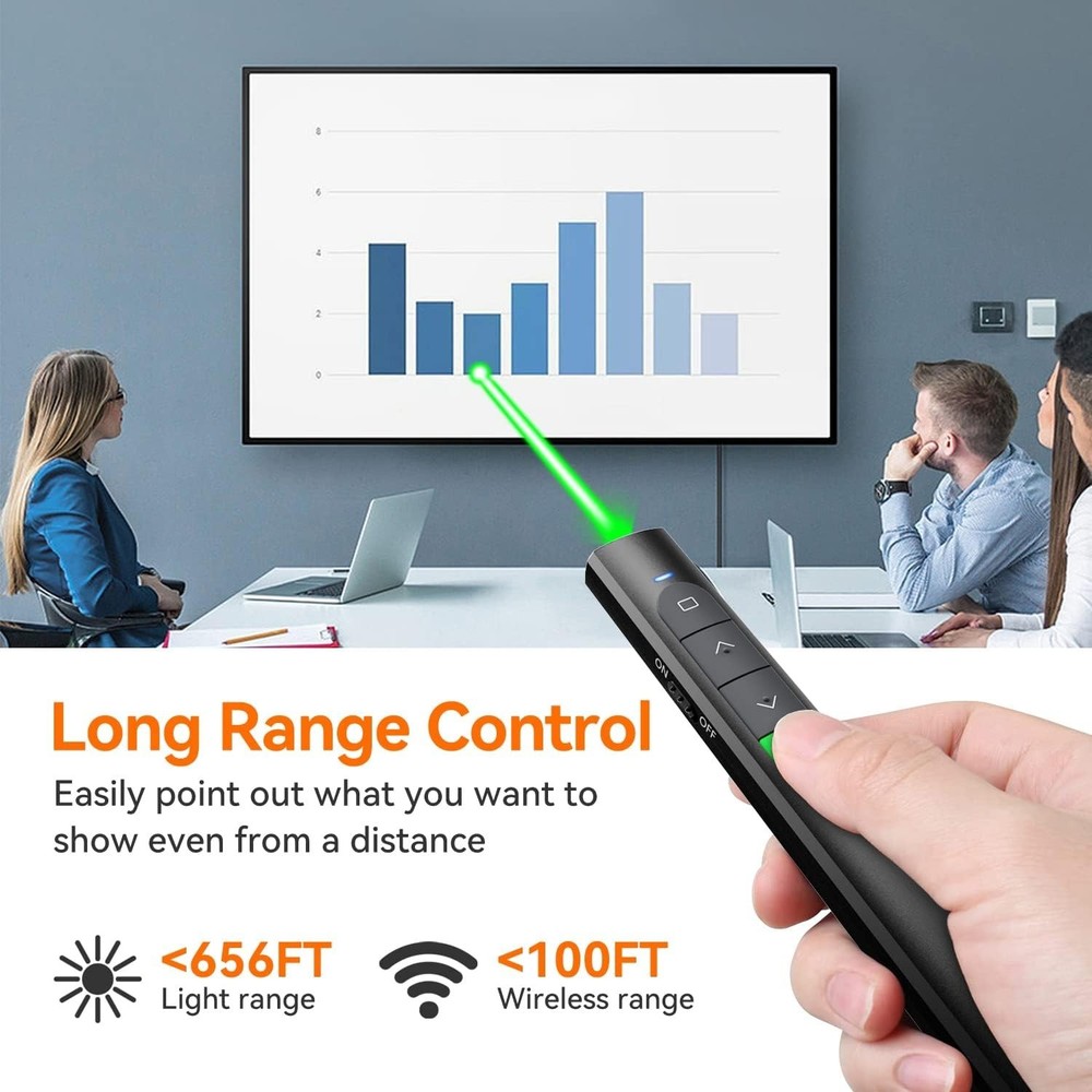 Wireless Remote Clicker for PowerPoint Presentations: Rechargeable & Easy to Use