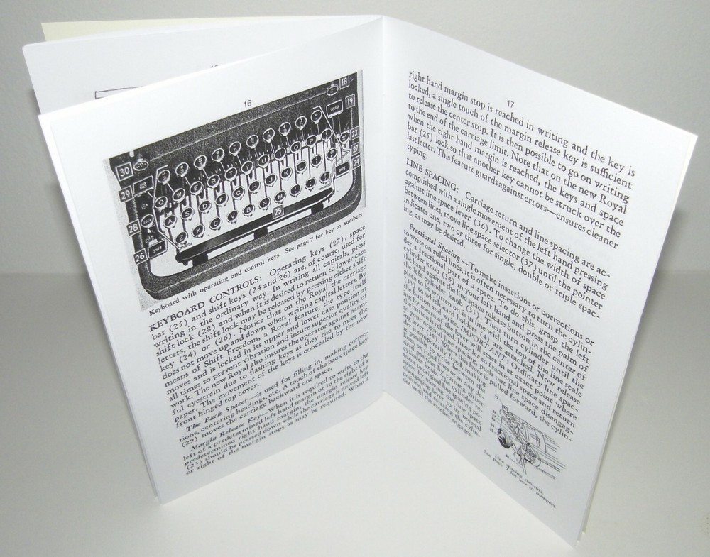 ROYAL KMM TYPEWRITER INSTRUCTIONS REPRODUCTION