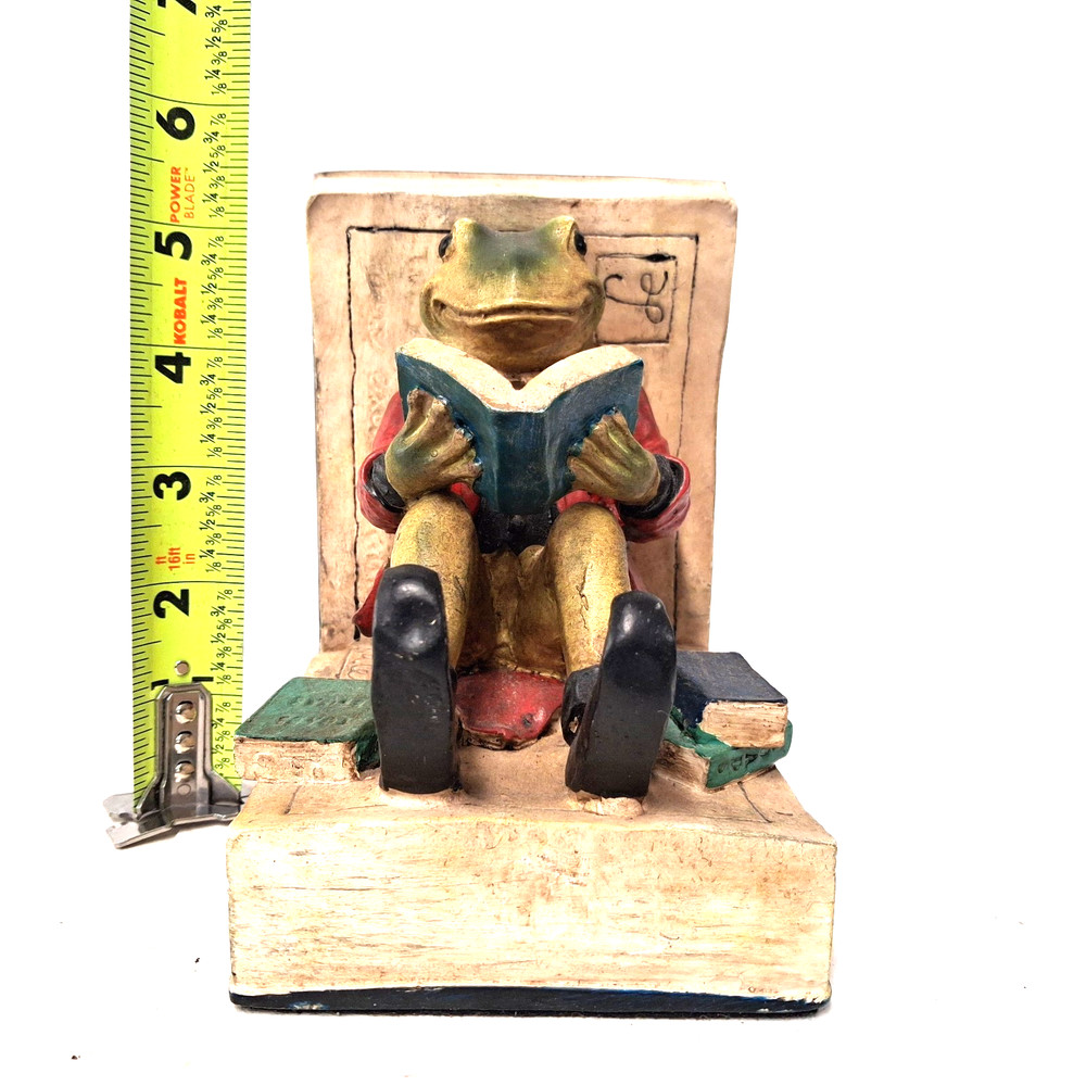 Vintage Frog Bookend Reading Book Toad Hall Wind In The Willows Style Decor