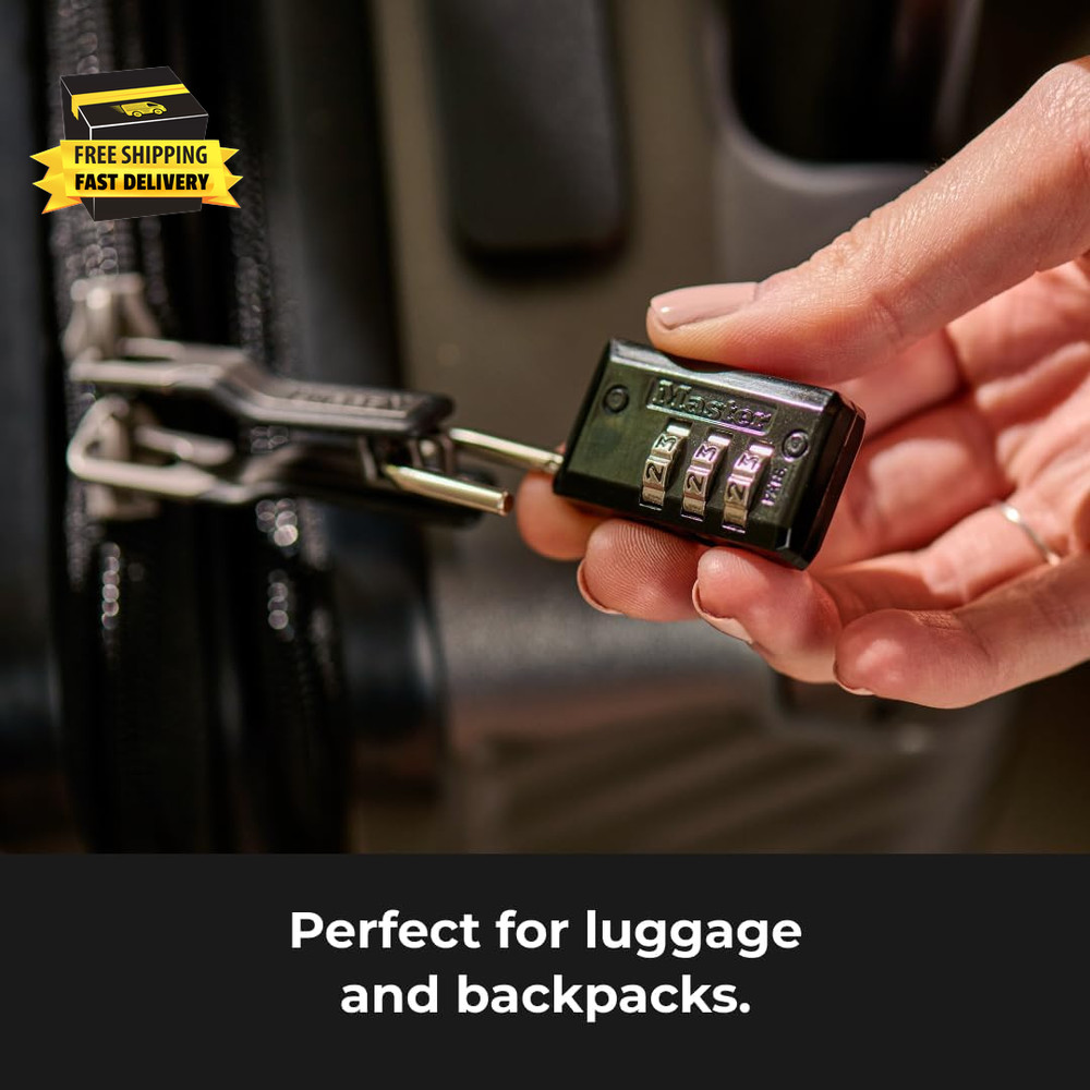 Black Combination Padlock, Indoor Gym Locker Lock with Customizable 3-Digit Code