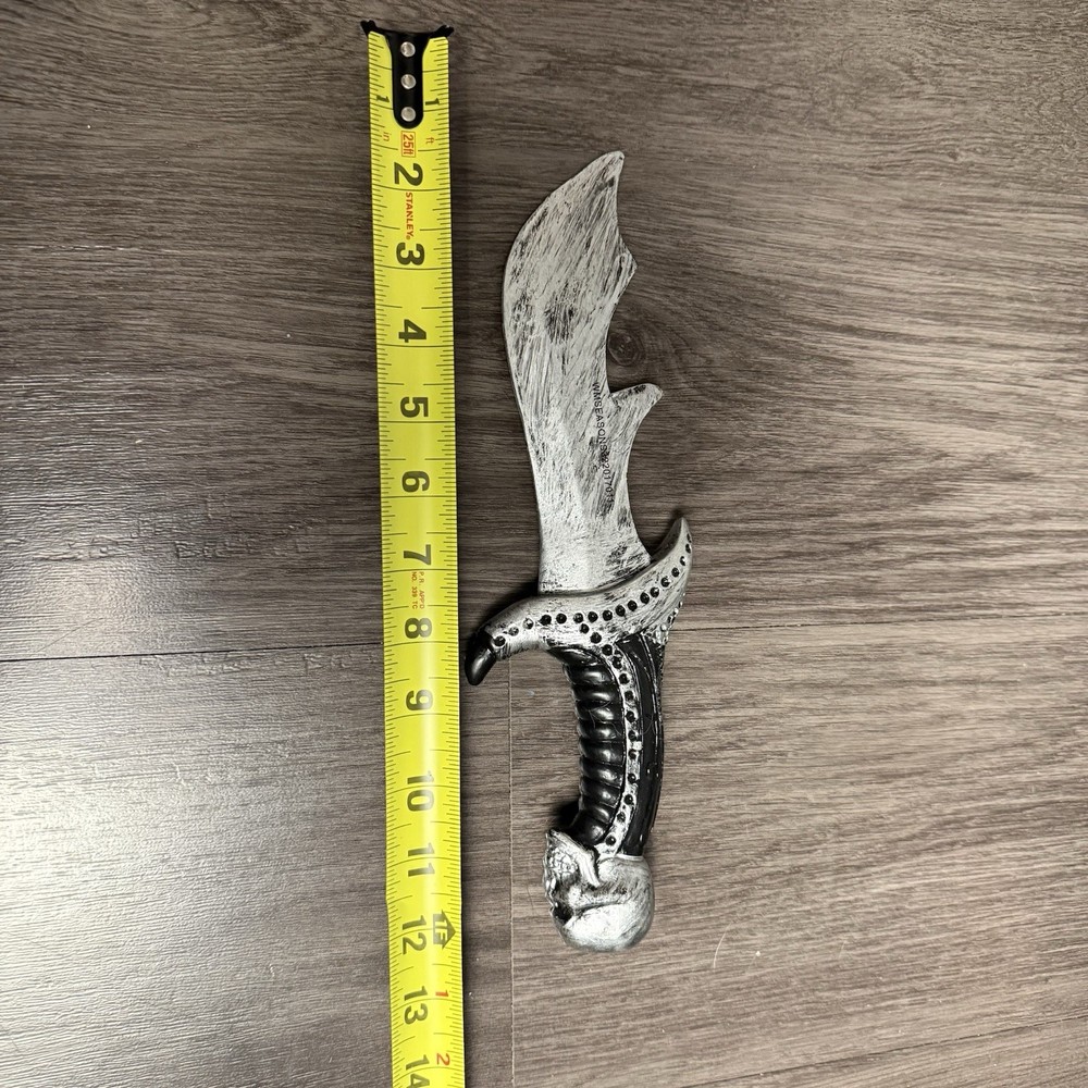 Halloween Plastic Silver Black Skull Handle Dagger