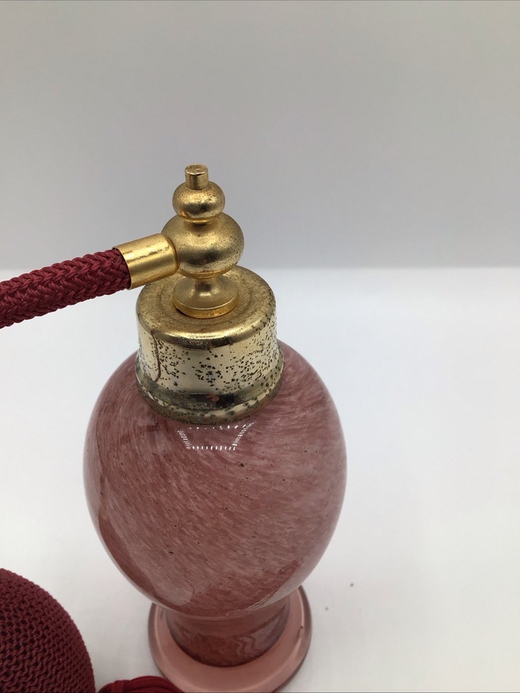 Art Glass Swirled Pink White Perfume Atomizer