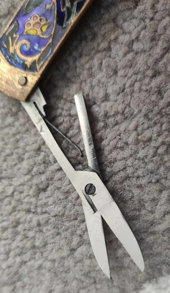 Folding pen knife, vintage USSR enamel