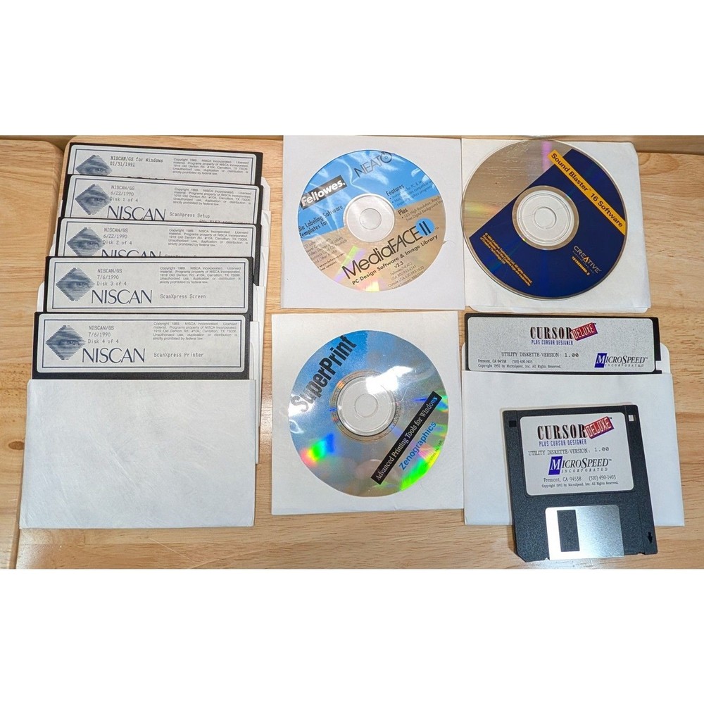Vintage Software Lot Floppy Disks & CDs Micrografx, CorelDRAW, MS-DOS, Windows