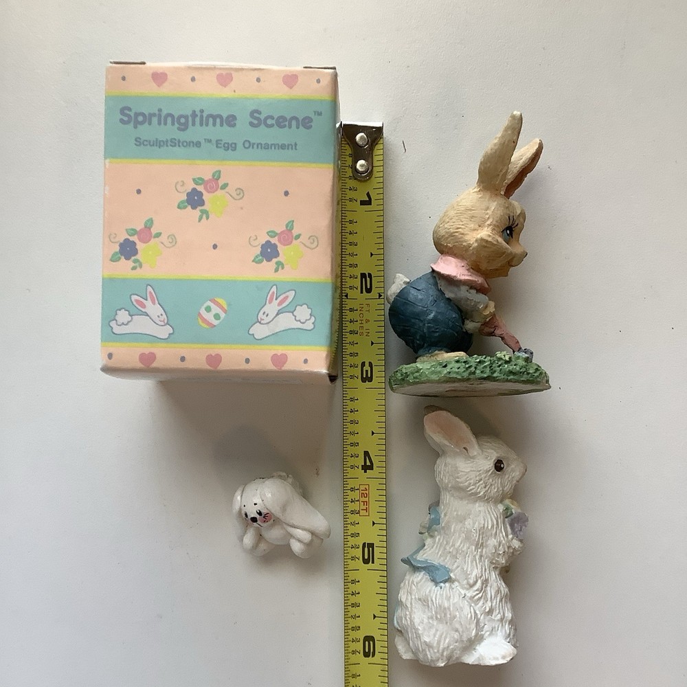 4 Decorative Easter Bunnies One Bunny Egg By Russ Three Bunny Figurines