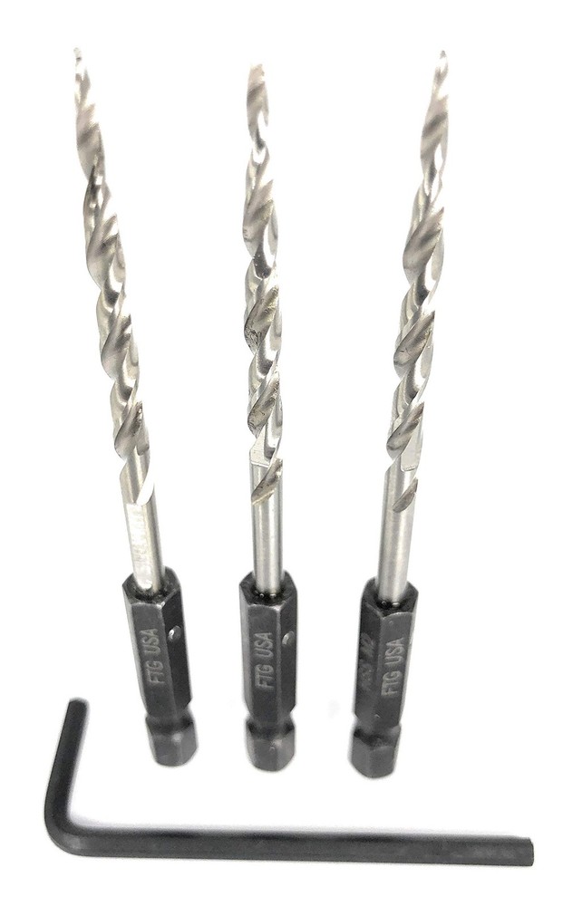 FTG USA Replacement Tapered Countersink Drill Bit Set 3 Pc (#4) 7/64" #4