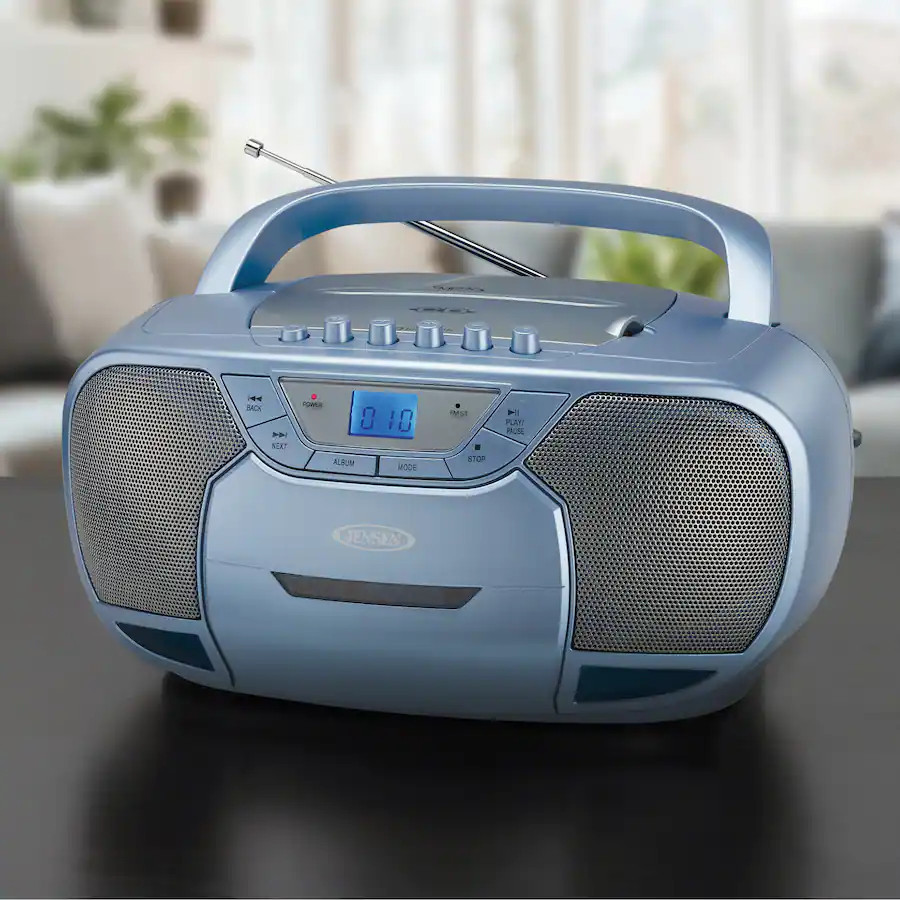 Jensen CD-590-BL Portable Bluetooth Stereo AM/FM/CD/Cassette Player(Open Box) #b