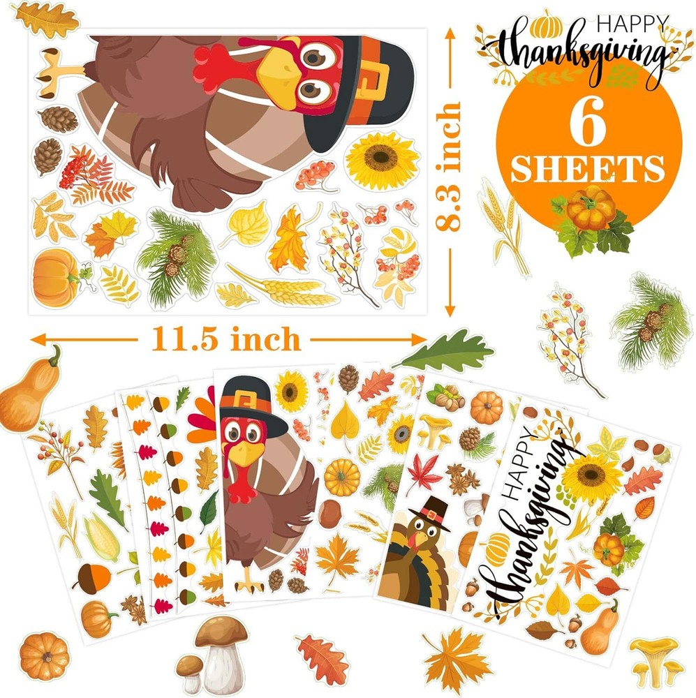 Thanksgiving Window Clings Stickers Fall Decorations Holiday