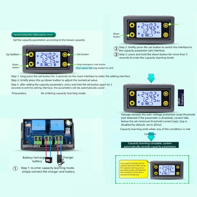 10A LiBattery Capacity Tester LiBatteries Charging Discharger Tester 485 Module