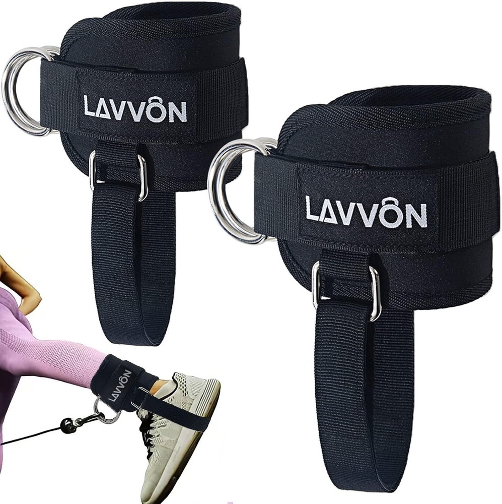 Ankle Straps for Cable Machines Kickbacks - Adjustable Comfort Black