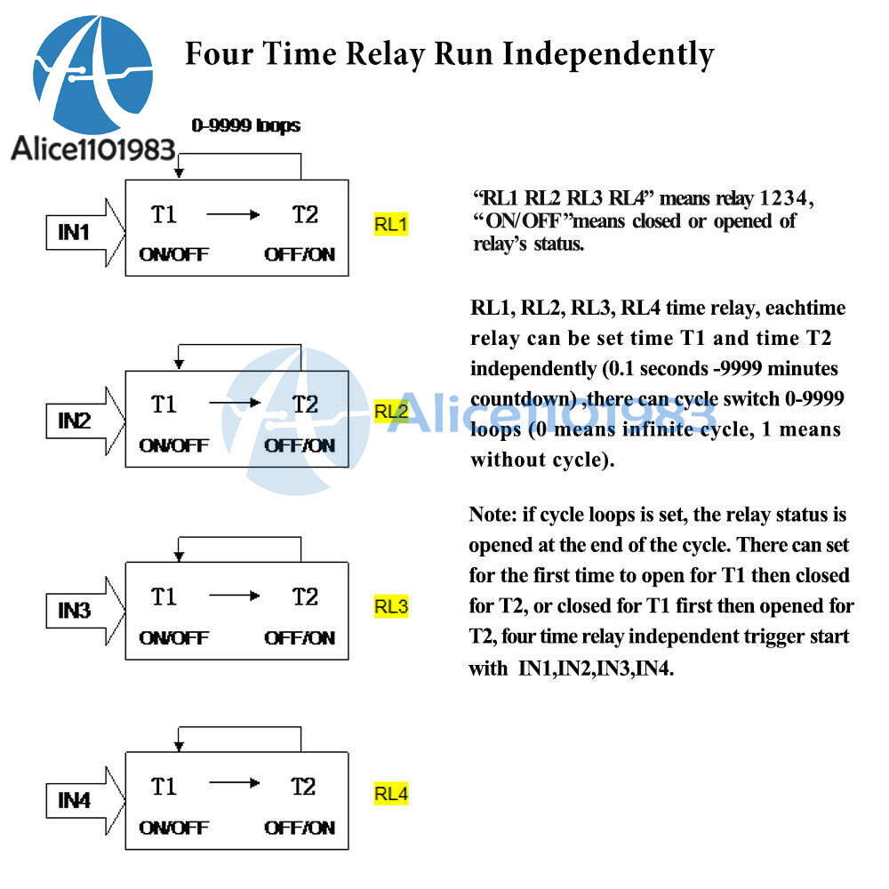 4 Channel Programmable Digital Time Relay Timer Controller Delay Switch Module