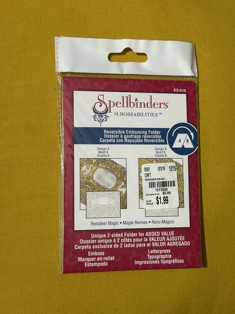 Spellbinders M-Bossabilities Embossing Unique 2 Sided Folders Reindeer Magic