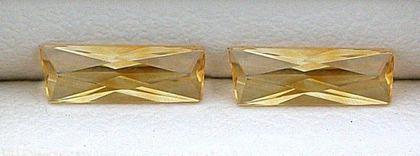 Two 7 x 2.5mm Custom Cut Tapered Rectangle Baguette Citrine Gemstone Gem EBS4531