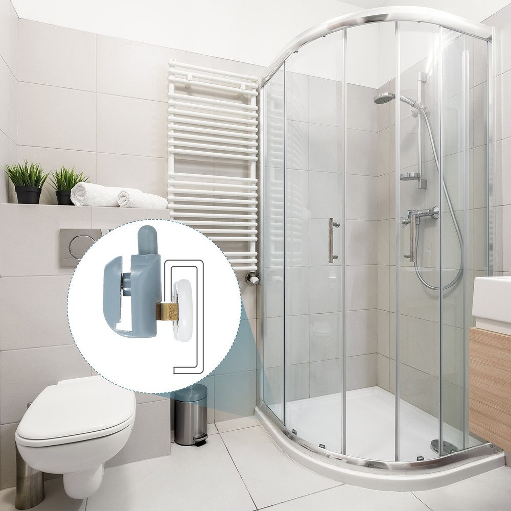 25mm Grey Plastic Double Shower Door Rollers Set