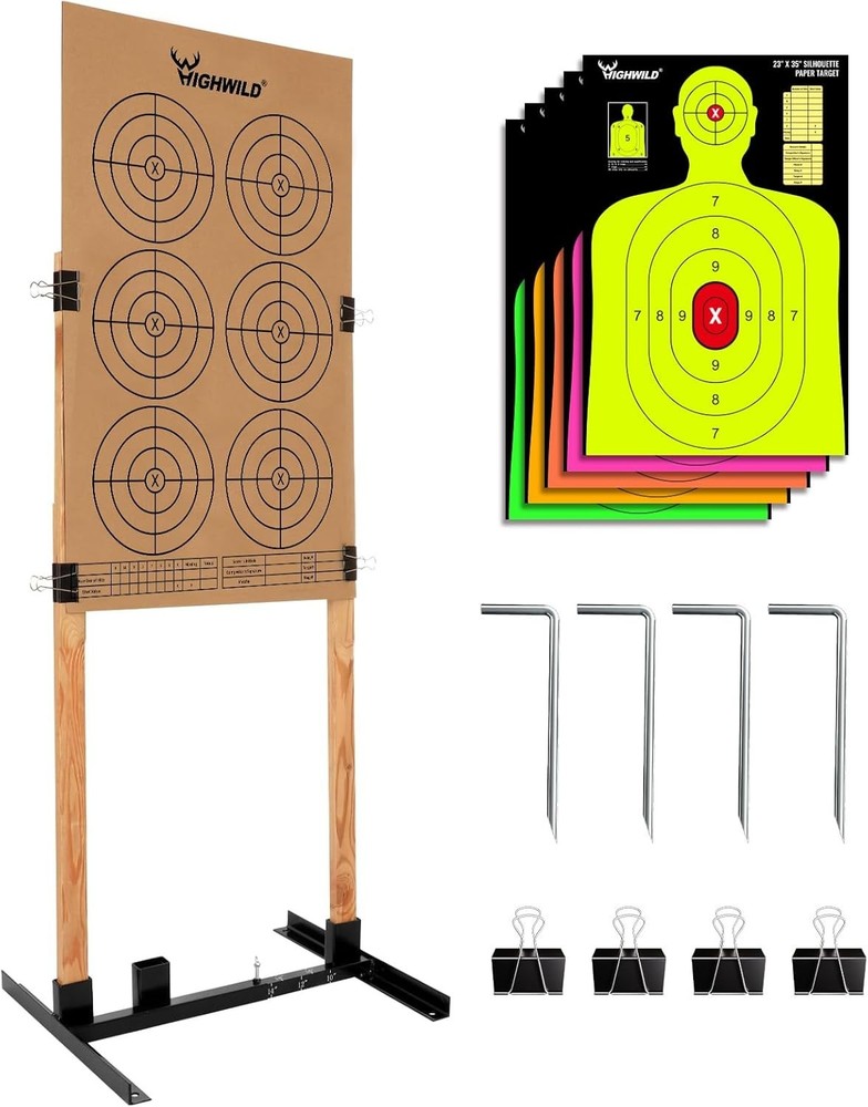 Compact Target Stand Base for Shooting Range with Reusable Cardboard Targets