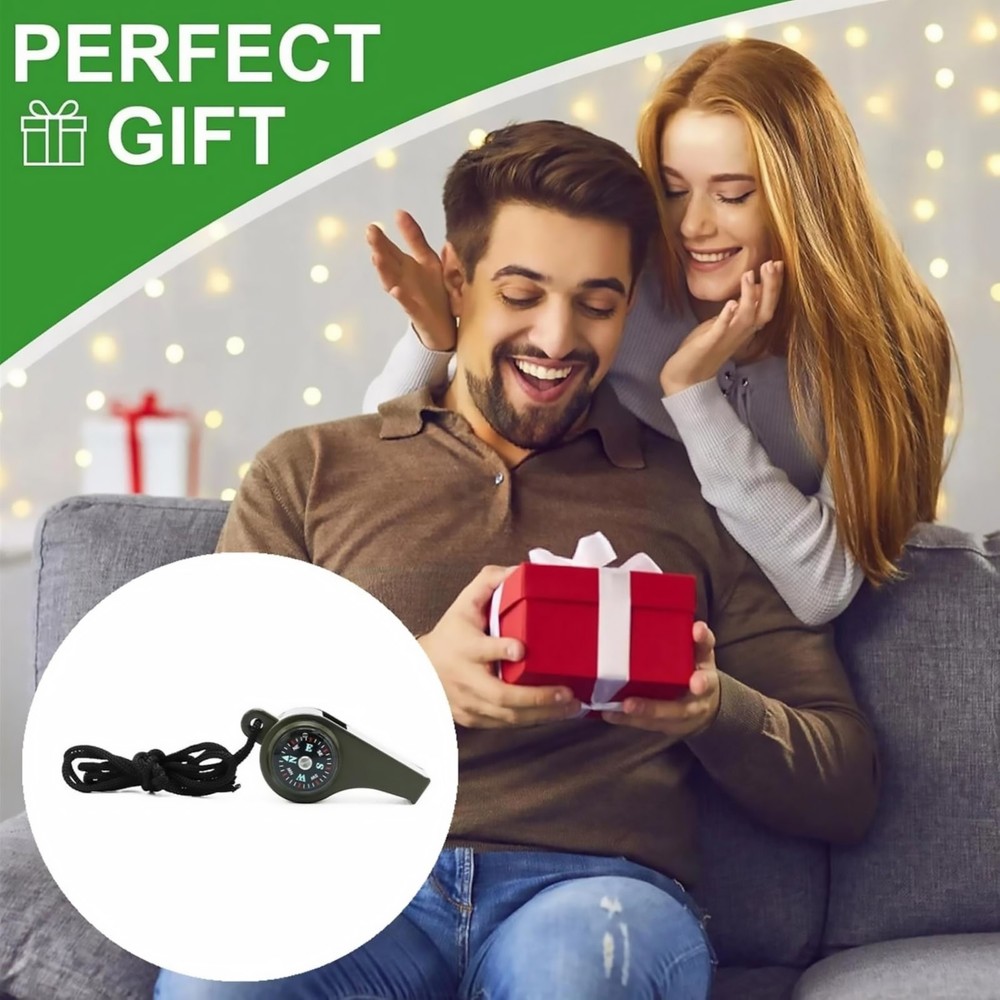 2 Pack Multi-Function Survival Whistle with Compass Thermometer for Hiking