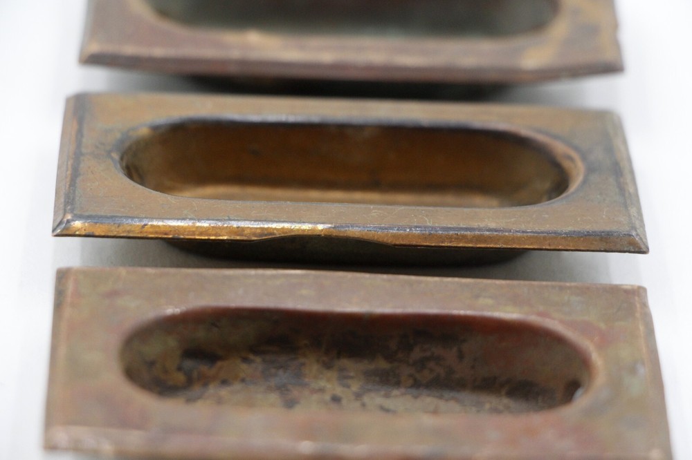 Vintage Rectangular 3.125 in. Pressed Brass Window Sash Lift