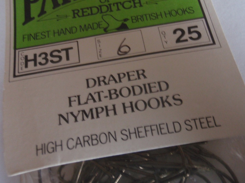 Partridge H3ST Draper flat-bodied nymph hooks - size 6