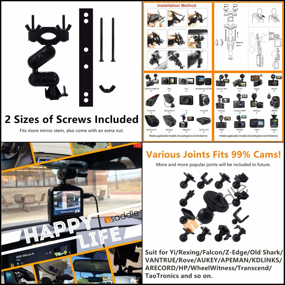 Dash Cam Mirror Mount Holder - Professional Rearview Mirror Mount