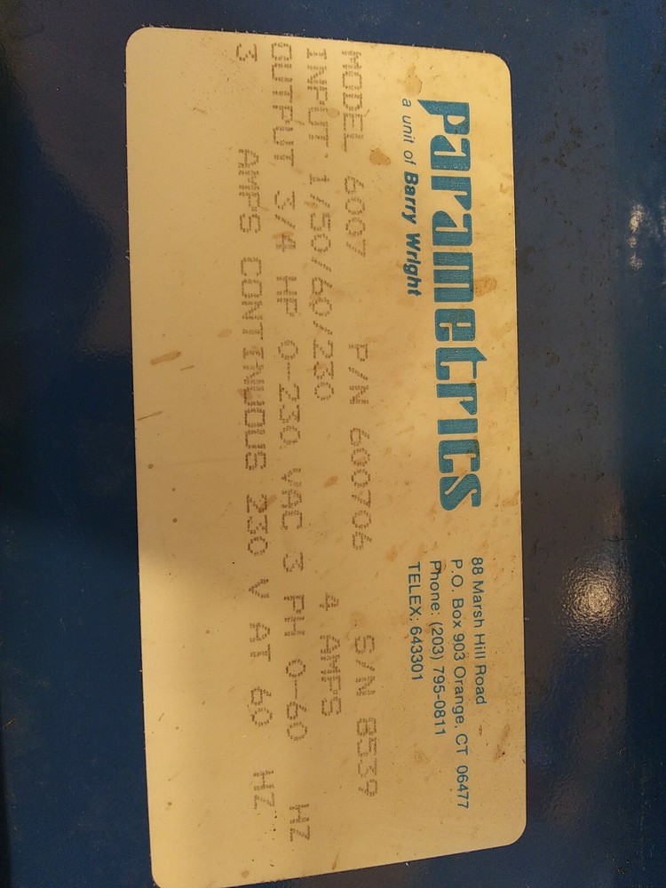 Parametrics 6007 AC Motor Speed Control