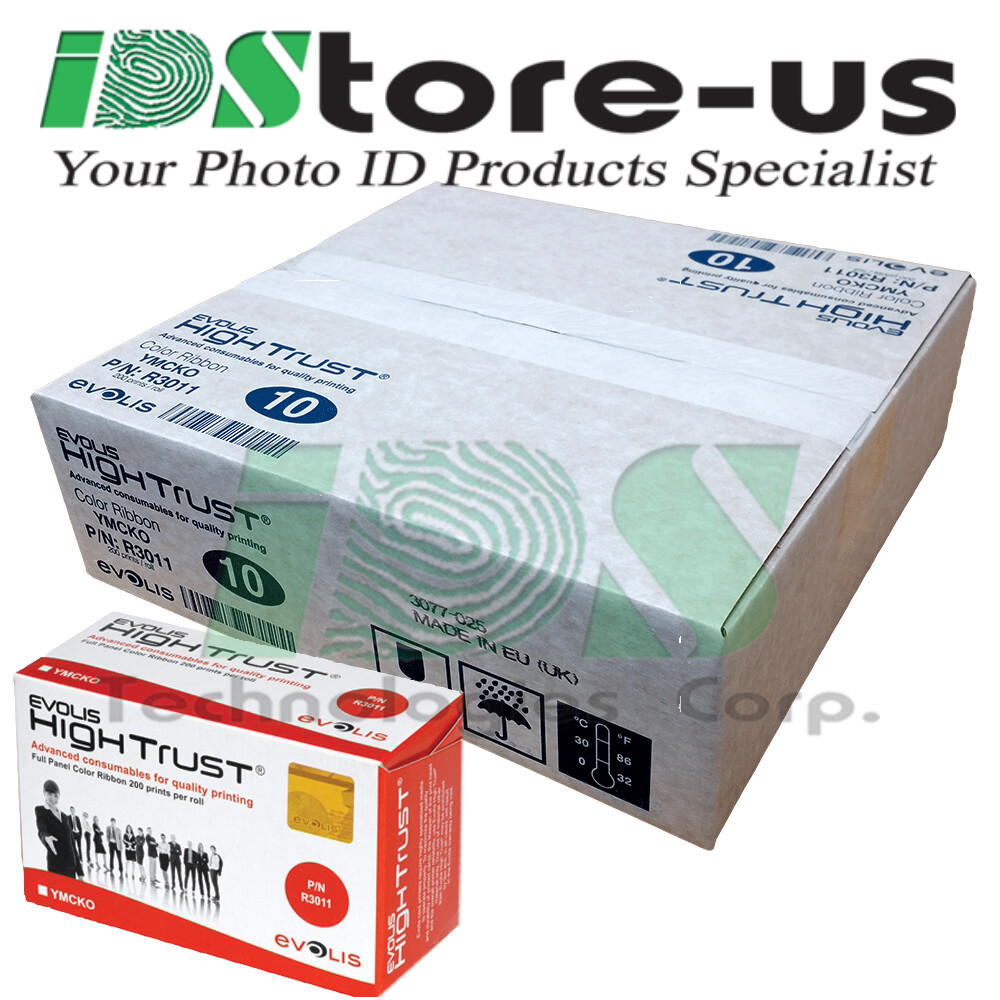 Evolis R3011 Ribbon 5 Panel YMCKO (200) Pebble Dualys Securion - Pack 10 Units