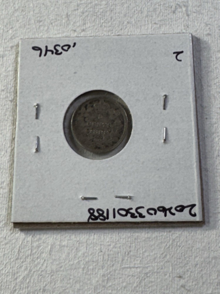1888 Canada 5 Cents Small Silver Coin Cleaned