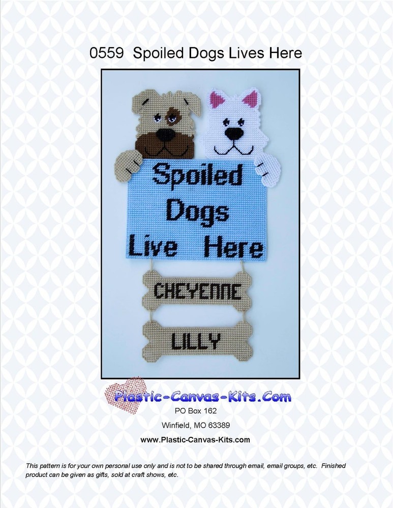 Personalized Spoiled Dogs Live Here Wall Hanging-Plastic Canvas Pattern or Kit