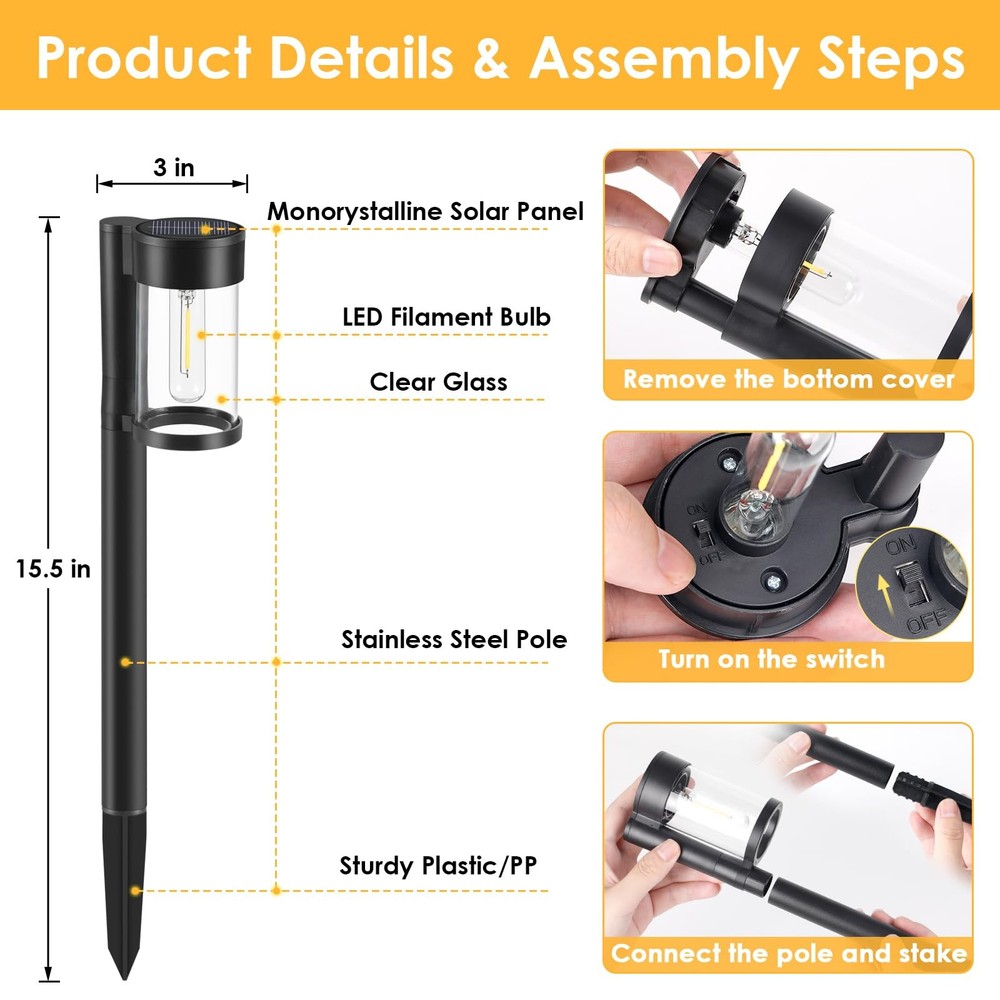 Mancra Solar Pathway Lights 10 Pack Warm White