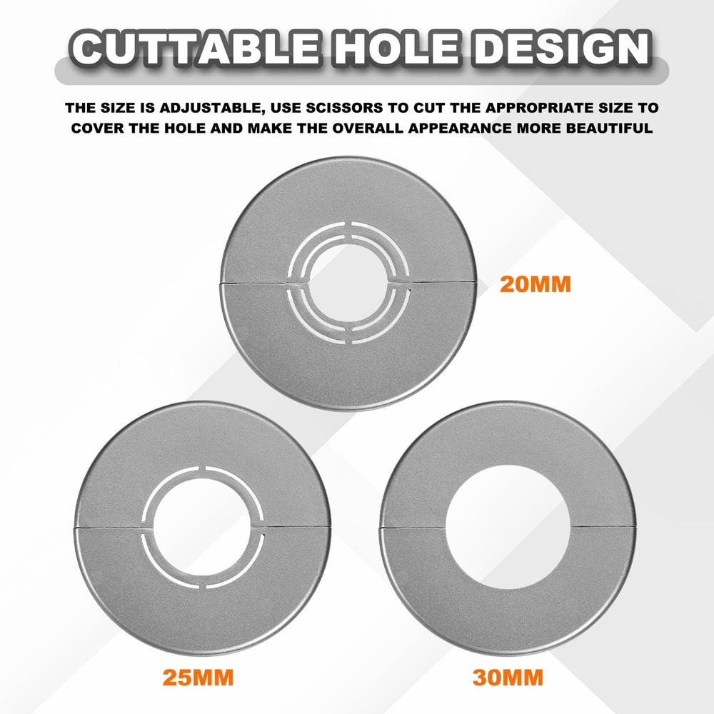 2pcs Wall Split Flange 0.98" Plastic Round Split Flange Pipe Cover, Gray