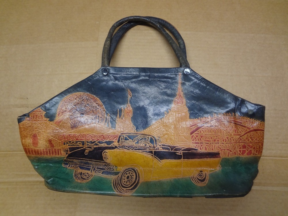 Leather Handbag featuring A 1955 Ford Convertible