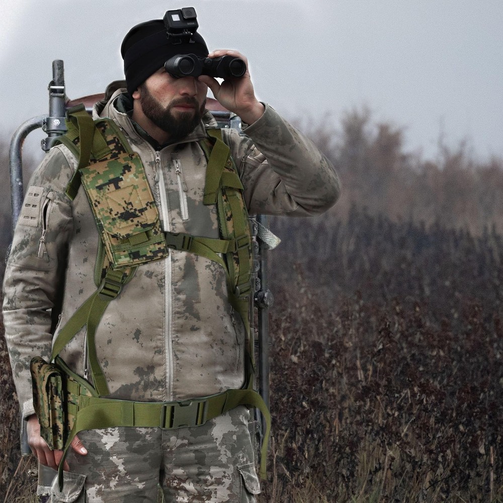 Tree Stand Carrier Backpack with Padded Straps, 8 Connection Points & 3 Pockets,