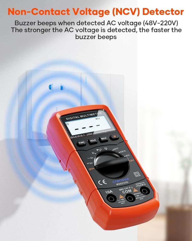 Compact MS8233D Multimeter for Accurate AC/DC Measurements & Non-Contact Testing