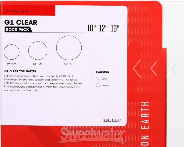 Evans G1 Tom Pack - 10, 12, 16 - Clear