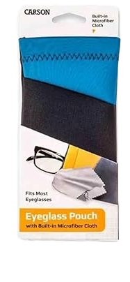 Carson Blue & Black Eyeglass Pouch w/ Built-In Microfiber Cloth – Case
