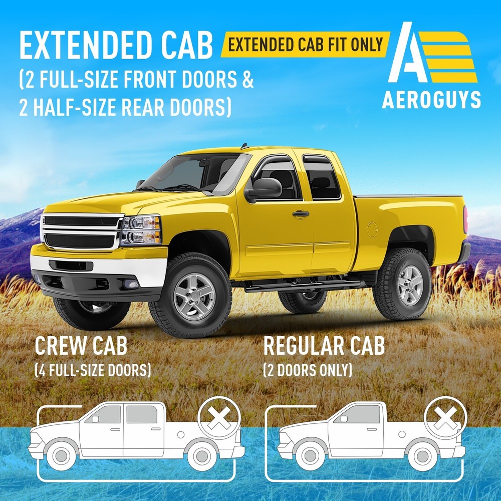 Rain Guards Vent Visors Shade for 2007-2013 Chevy Silverado Extended Cab